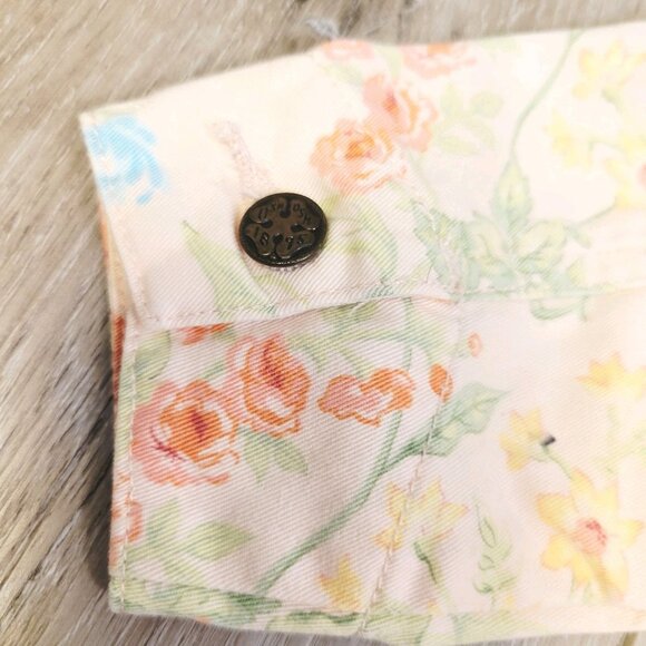 Girls Infant Toddler Oshkosh Peach Floral Denim Jacket Sz 12mos - Picture 5 of 5